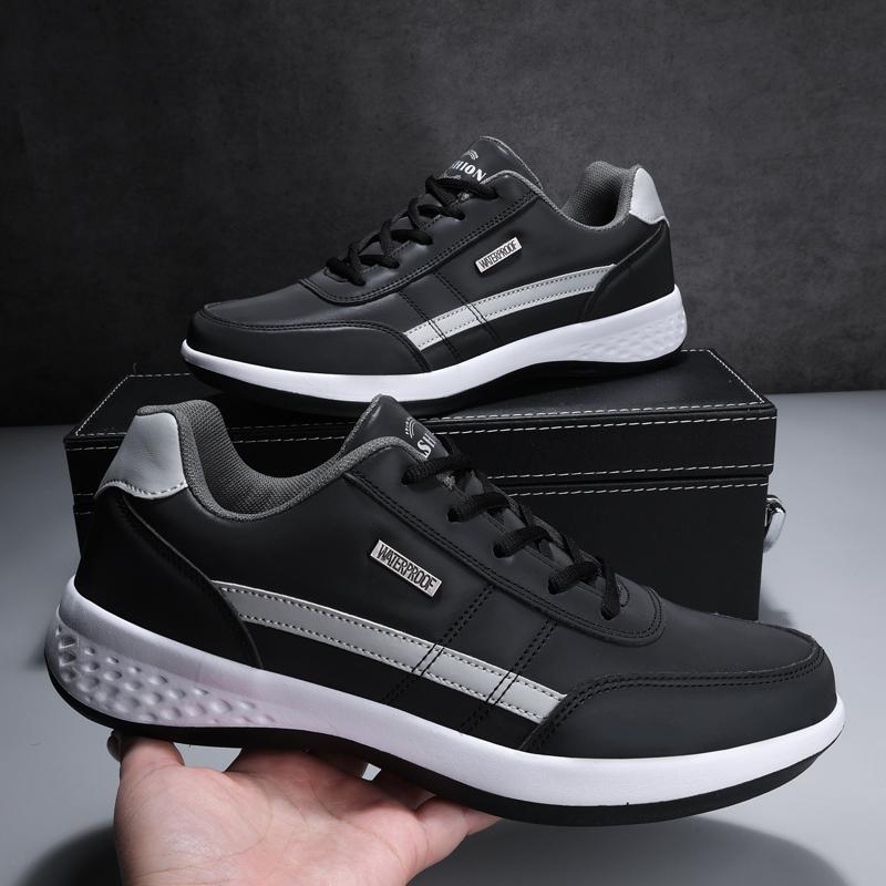 Men's Casual Pu Leather Shoes Outdoor Spring/Autumn Comfortable Flat Walking Sneakers