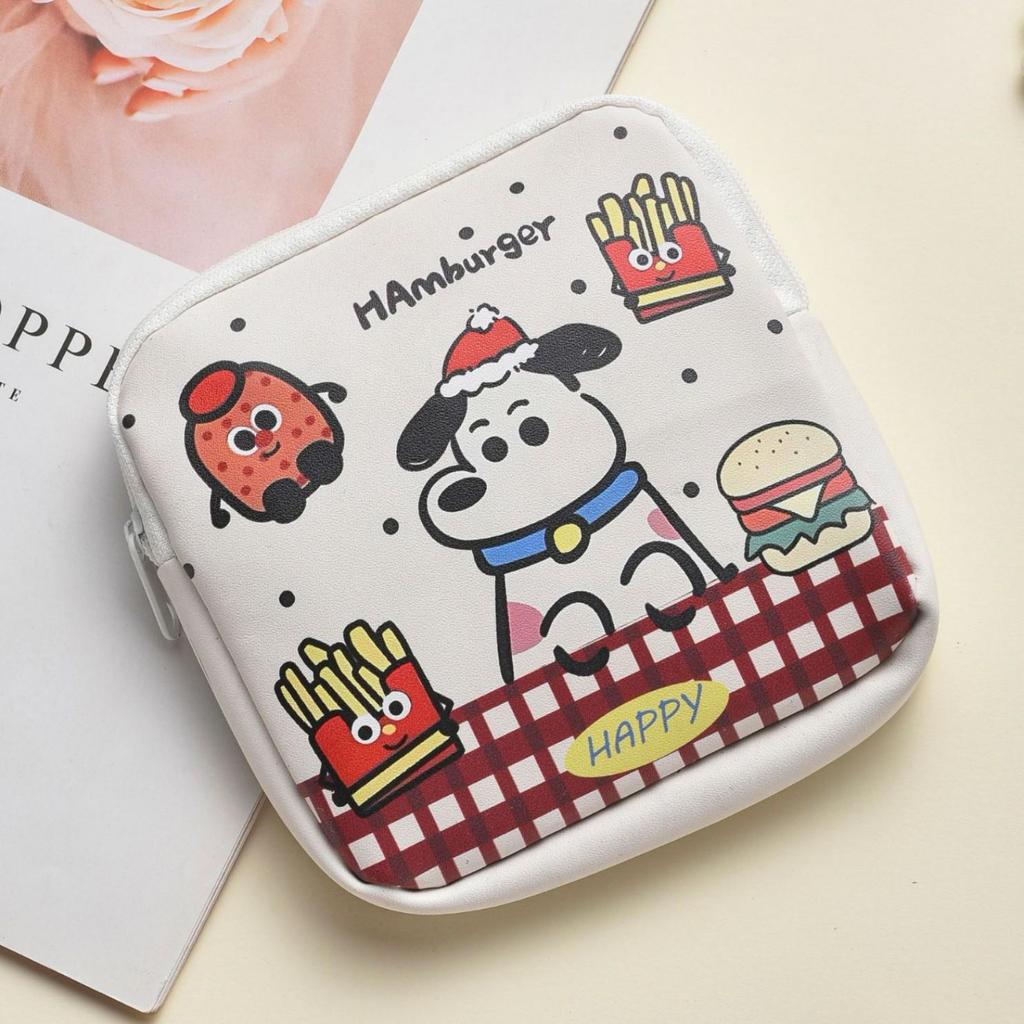 Cute Cartoon Menstrual Bag: Large Capacity, Waterproof PU Storage & Makeup Pouch