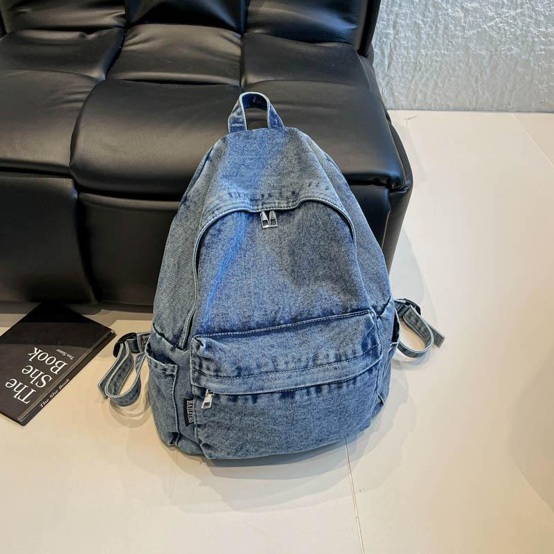 Summer new design new fashion denim women's bags trendy retro large capacity simple shoulder backpack