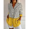 Women's Shirts Dot Graphics Blouse  Lapel Neck Blouse Women's Long Sleeve Shirts Womens Clothes Female Clothing