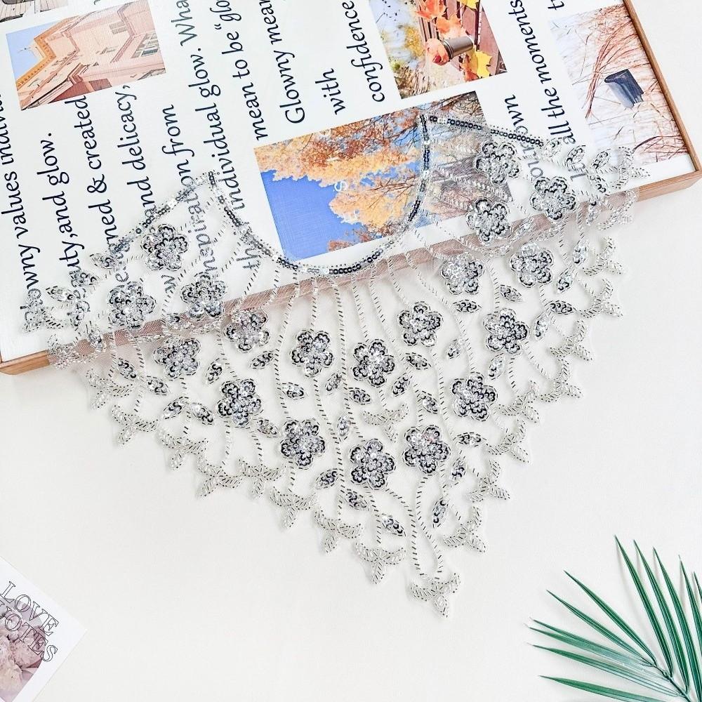Hollow Design Embroidery Lace Gold Sequined Bead Embroidery Clothing Accessories DIY Application Mesh Texture Collar Decoration