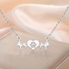 Love EKG Necklace Paw Print Clavicle Pendant Heartbeat Choker Stainless Steel Jewelry for Women Pet Lover Trend Gifts Wholesale