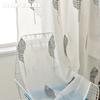 1PC NAPEARL 10%-20% Shading White Transparent Floral Embroidered Grey Leaves Tulle Sheer Voile Curtain for Living Room Bedroom