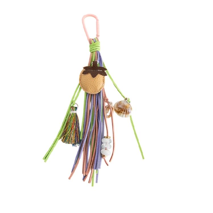Versatile Bohemian Style PU Shell Bead Keychain Craft Kit With Playful Fruit Design And Adjustable Tassels Trims