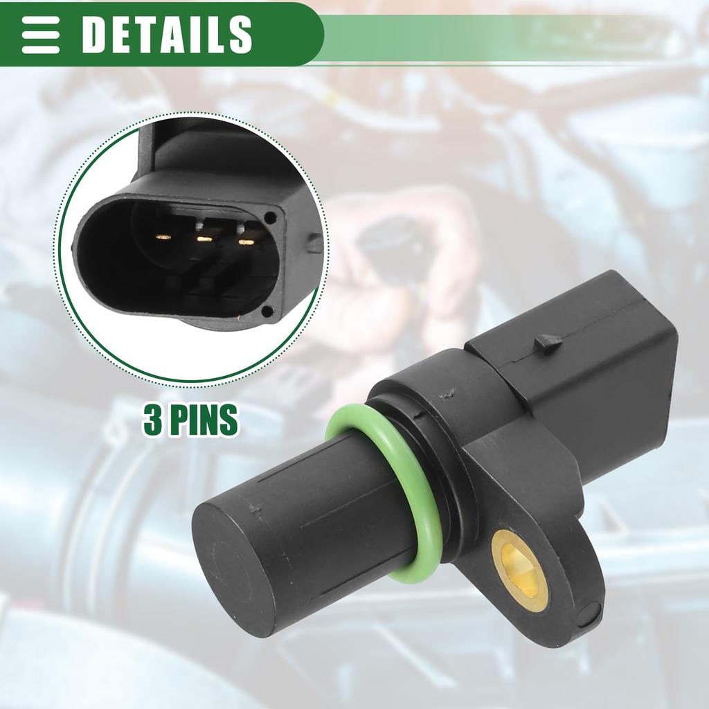 Motoforti Engine Camshaft Position Sensor for BMW 325Ci Base 2.5L 2001-2006, ABS Metal, Black, Part Number 12147518628