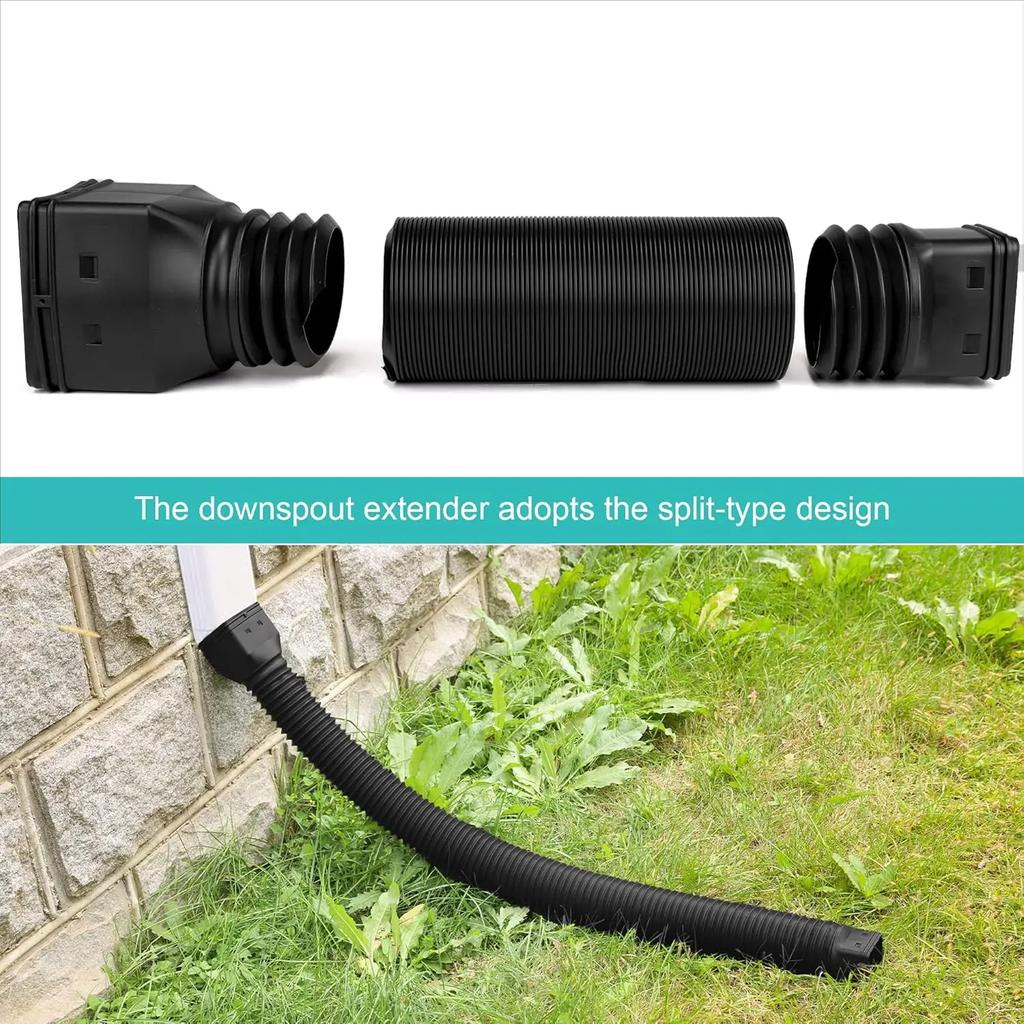 Drain Away Downspout Extender Rain Gutter Downspout Extension Flexible PE Extendable Drain Away Extender for Outdoor Villa Round