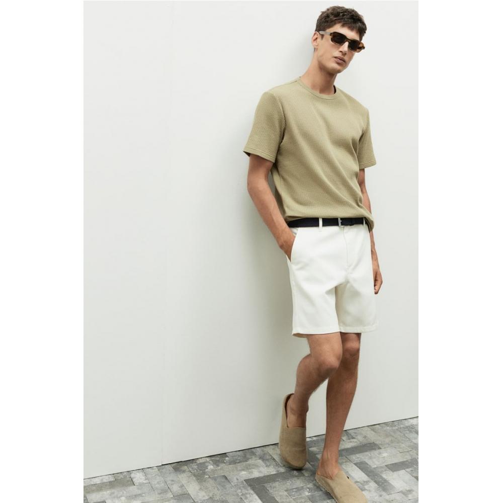 H M Regular FiT Waffle TexTure T sHirT kHaki Green