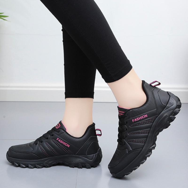 Fashion Sports Women's Shoes 2024 Autumn Winter New Item Leather Surface Anti Slip Waterproof Lightweight Running Casual Shoes Sneakers