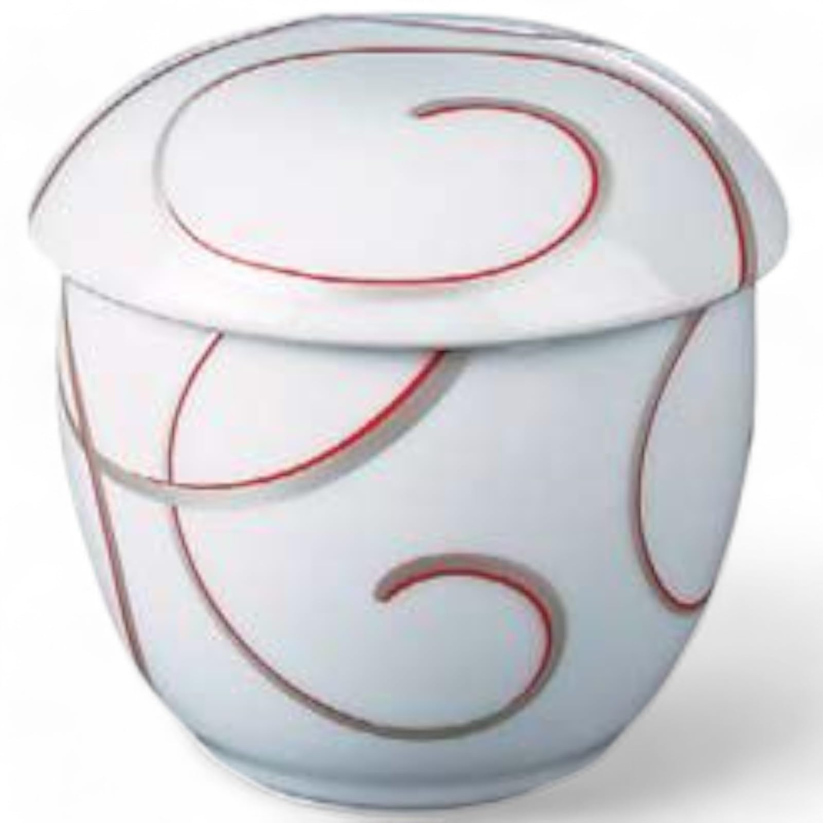 

Takumifu Arita Ware 8cm Steaming Bowl, Thick White with Red Lines, Round, Made in Japan