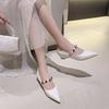 Retro Temperament Small Man Inner Height Increase Single Shoes Women's Slope Heel Pointed Small Leather Shoes Versatile Soft Leather