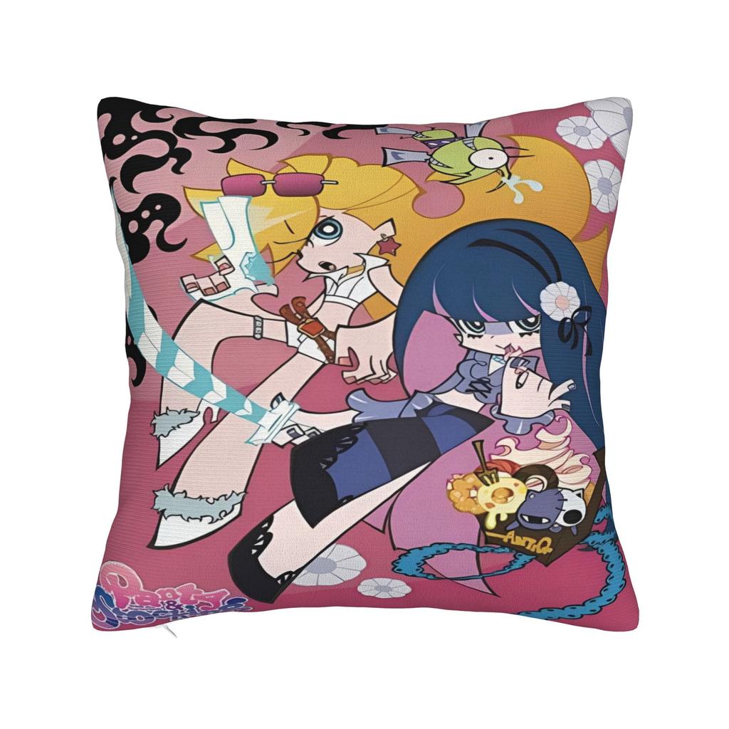 Panty Stocking with Garterbelt Square Pillow Case Cartoon Cushion Covers Custom Zipper Decor Pillowcase for Living Room 40x40cm