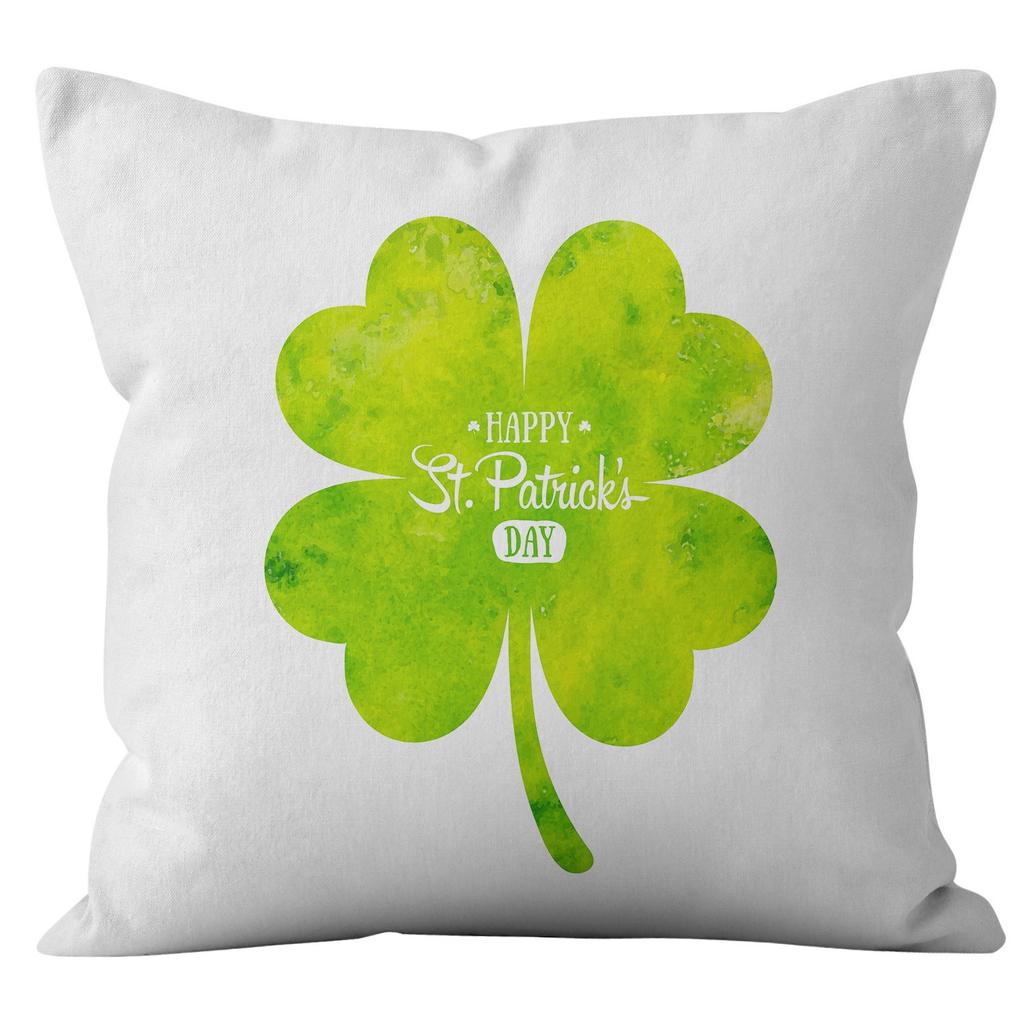Home Cushion Cover St. Patrick's Day Pillowcase Four-leaf Clover Plaid Sofa Cushion Cover