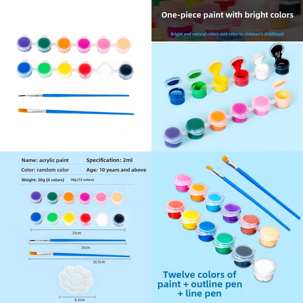 Childrens Art Set With 12 Acrylic Paints For Diy Science Experiment And Creative Coloring