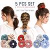 5pcs/set Elastic Floral Fabric Headbands Vintage Floral Ponytail Holder Scrunchie Hair Ties  Daily