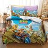 Luxuriöses neues 3D-Druck-Bettwäscheset mit Crash Bandicoot-Spielmotiven für Jungen und Mädchen, Einzel- und Doppelbett, Kissenbezüge, Kinder- und Erwachsenenmode, Heimtextilien