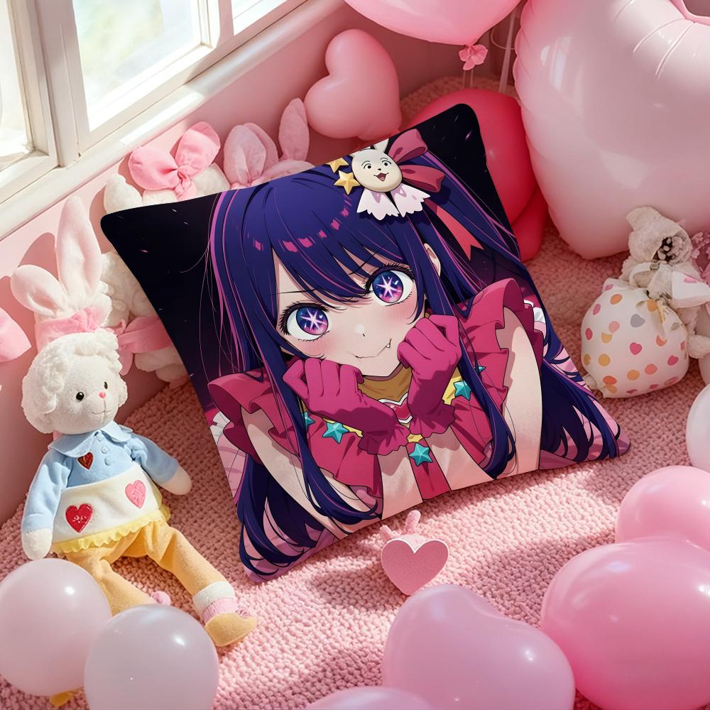 O-Oshi No Ko H-Hoshino Ai Anime Cushion Cover Pattern Printed Pillowcase for Living Room Sofa Cushion Cover & Bedroom Decor