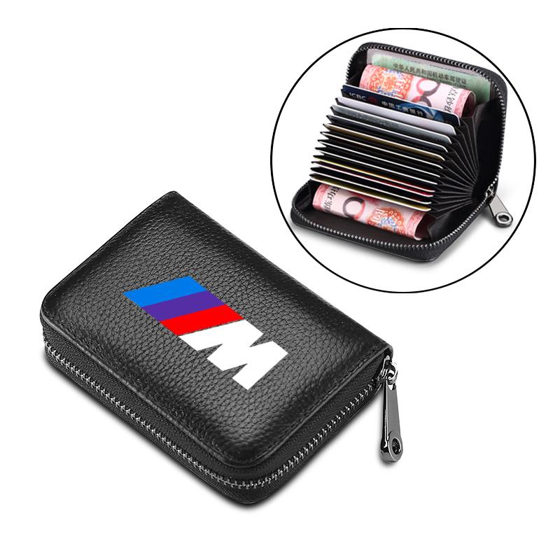 Skórzana Naszywka z LOGO M Portfel na Prawo Jazdy, Dowód Osobisty, Kartę Bankową dla BMW X7 X3 X4 X5 X6 Serii 3 4 5 6 7 Z4 M M3 M5 M6 E38 E39 E46 E53 E60