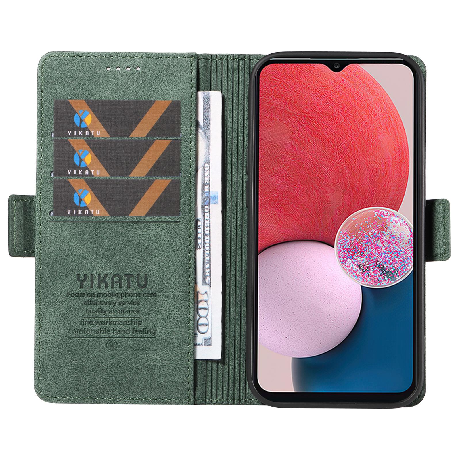 

YIKATU YK-005 PU Leather Protective Cover for Samsung Galaxy A13 4G/5G,Skin-touch Stand Wallet Phone Case Green