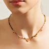 Love Natural Stone Tourmaline Color Pendant Women'S Beaded Necklace Neck Chain Clavicle Chain Premium Sense Simple Versatile Gift