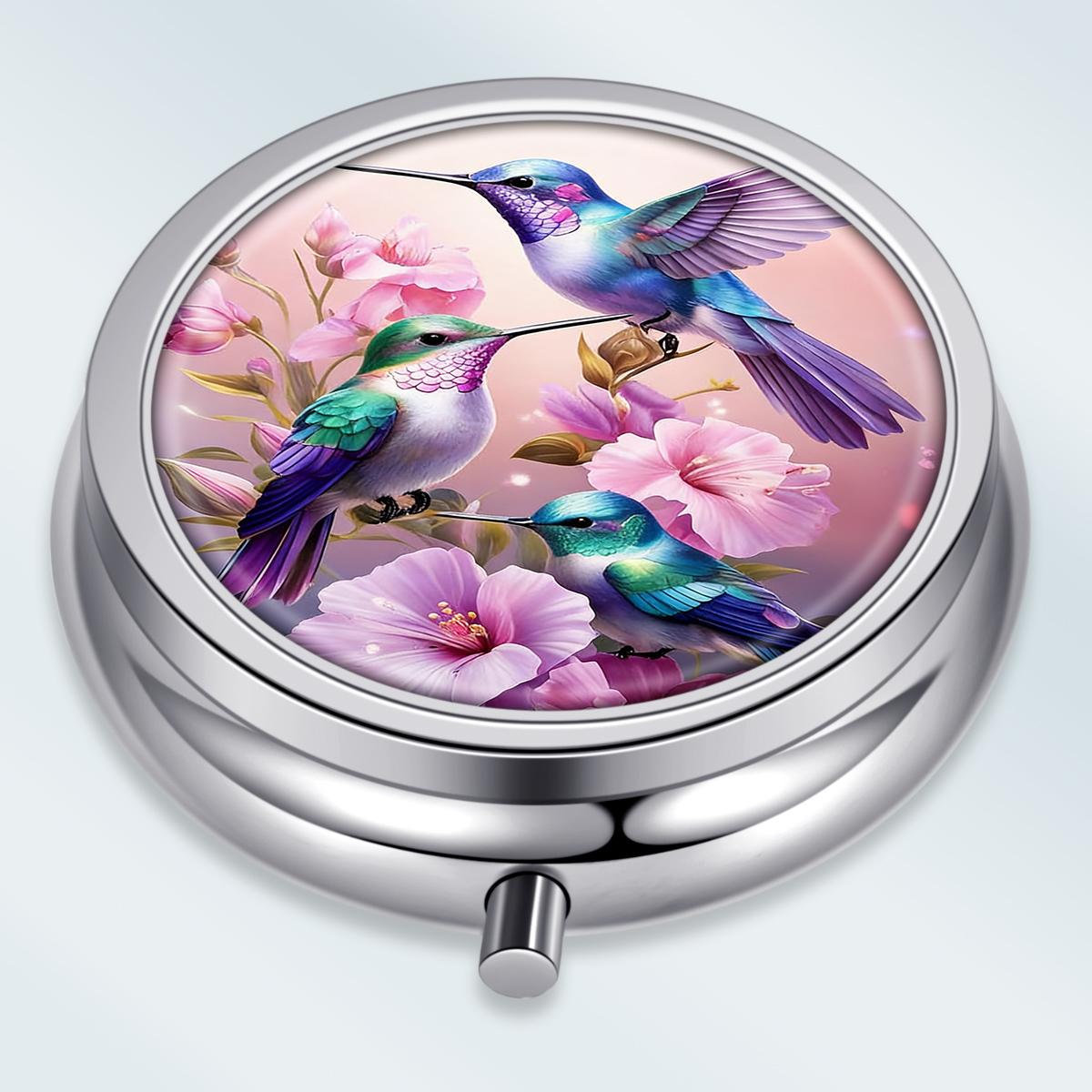 

Portable Pill Box with 3 Compartments, Mini Metal Medicine Organizer Case, Cute Printed Pill Container for Vitamins, Pills, Jewelry, Travel, Daily Use різнокольоровий