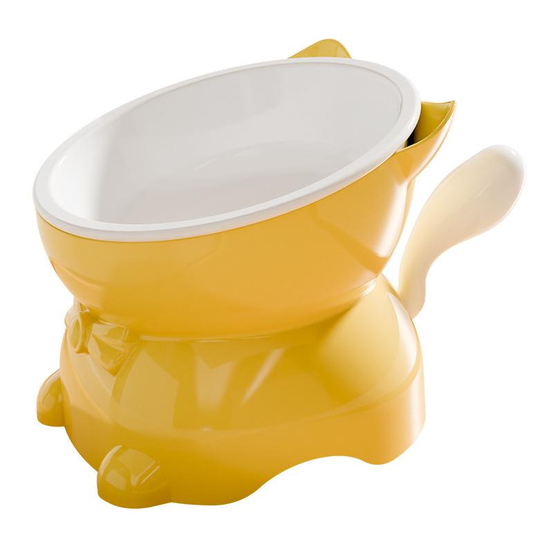 Cat Bowl, Slanted Neck Guard, Cat Food Bowl, Cat Rice Bowl, Water Bowl, Anti-tipping Slanted Stainless Steel Dog Bowl, Pet Supplies