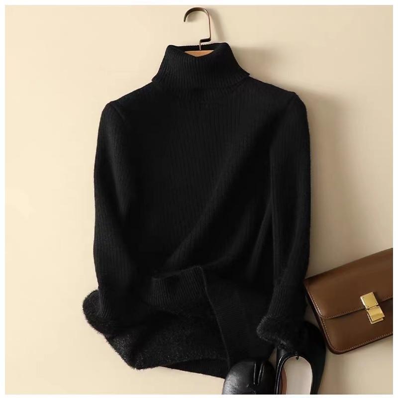 Mote Tykk Vinter Turtleneck Genser Uformell myk genser Langermet bunnoverdeler Solid Pull kvinnelige gensere 29028