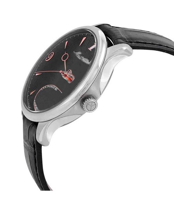 Mathey-Tissot Reloj Edmond automático de edición limitada con correa de cuero y esfera negra AC1886CNA para hombre