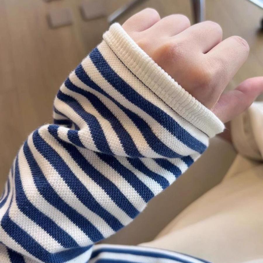 Niszowa bluza w paski z blokami kolorów - Jesień/Zima 2025, Luźny sweter z długim rękawem