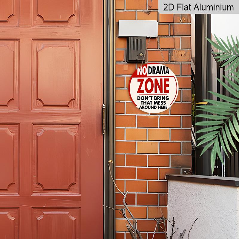 2D Flat 1pc, 8x8 in, No Drama Zone Aluminum Metal Sign, Decorative Signs & Plaques Printed Design, Front Door Porch Living Room Bedroom Home Decor