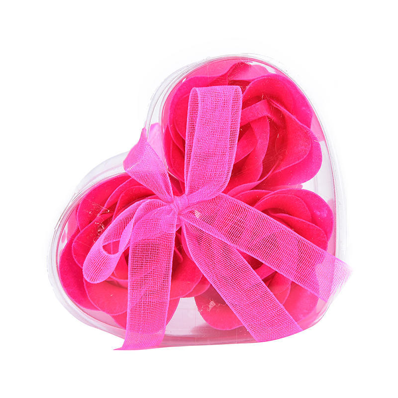 3Pcs Scented Bath Body Heart Rose Petal Wedding Gift Favor Colors Flower Soap,