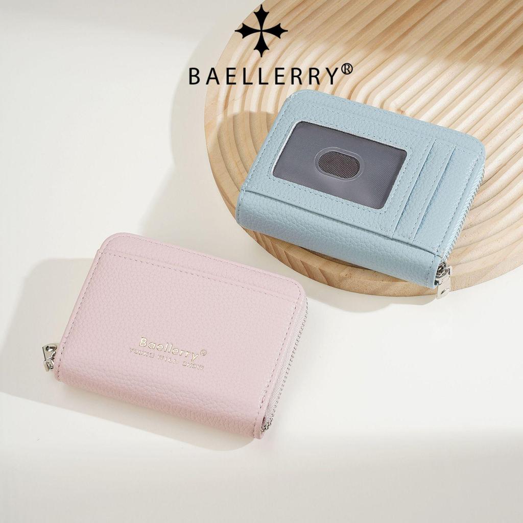 Baellerry Women's Lychee Texture Zipper Card Holder Wallet - Stylish Coin and Card Organizer