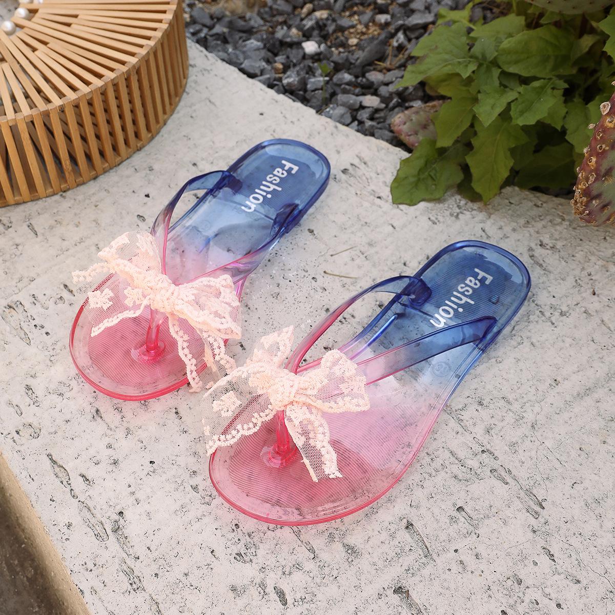

[Foreign Trade] Ballet style flat-bottomed slippers seaside with skirt cool slippers women s shoes wearing beach flip-flops 41