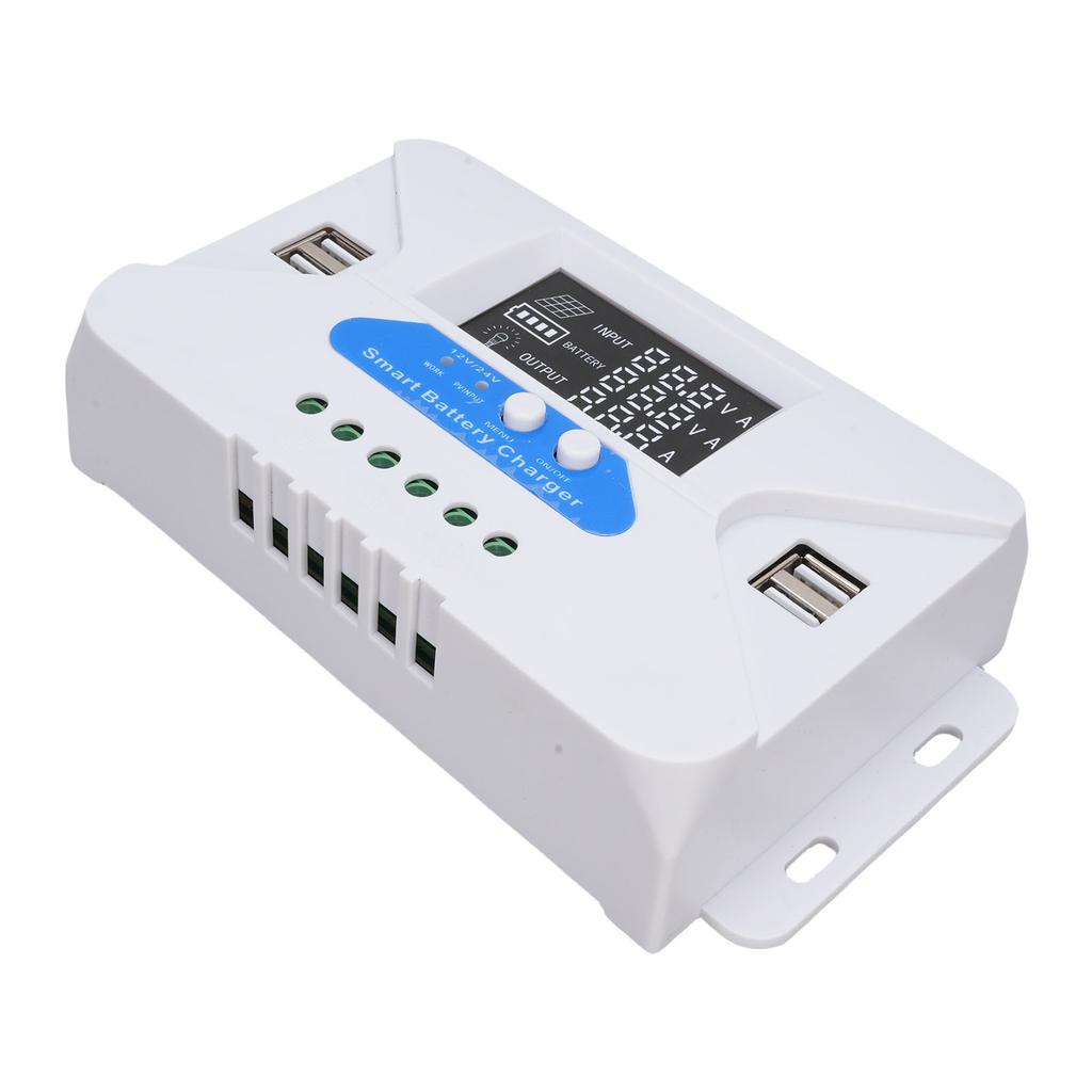Adaptive Solar Charge Controller Solar Panel Regulator with LCD Display 4 USB Ports Aluminum Plate