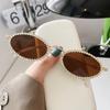 Diamond Oval Ladies Sunglasses Luxury Brand Diamond Small Glasses Japanese and Korean Metal Trend Decoration Oculos De Sol