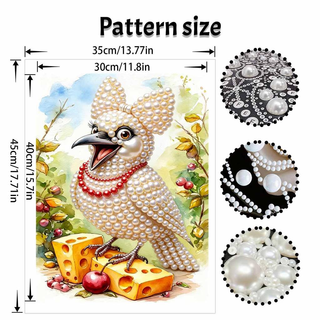 3D Pearl Painting Kit Funny Bird Design Frameless DIY Bead Art Canvas Leisure Handmade Craft for Bedroom Wall Decor