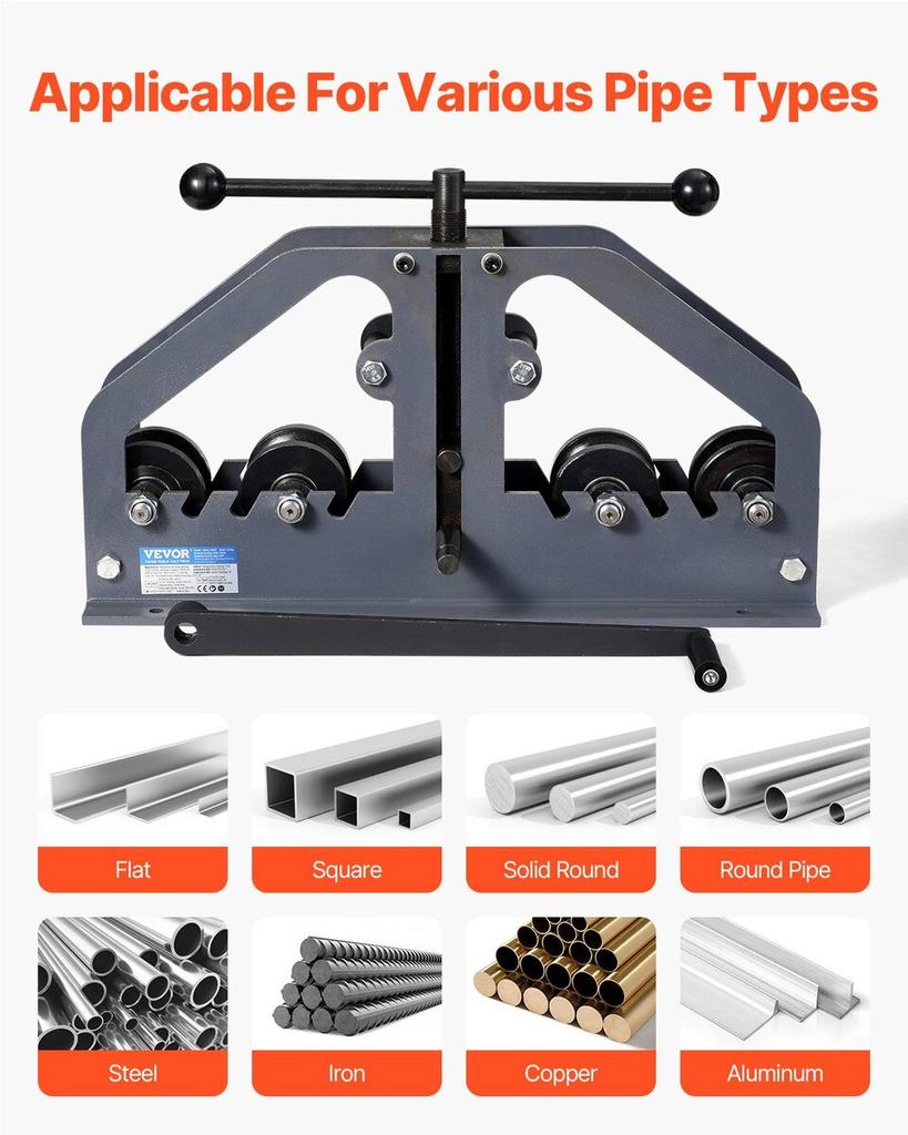 Tube Roller Bender Max 1-1/2" Manual Tube Pipe Roller Bender with 6 Dies