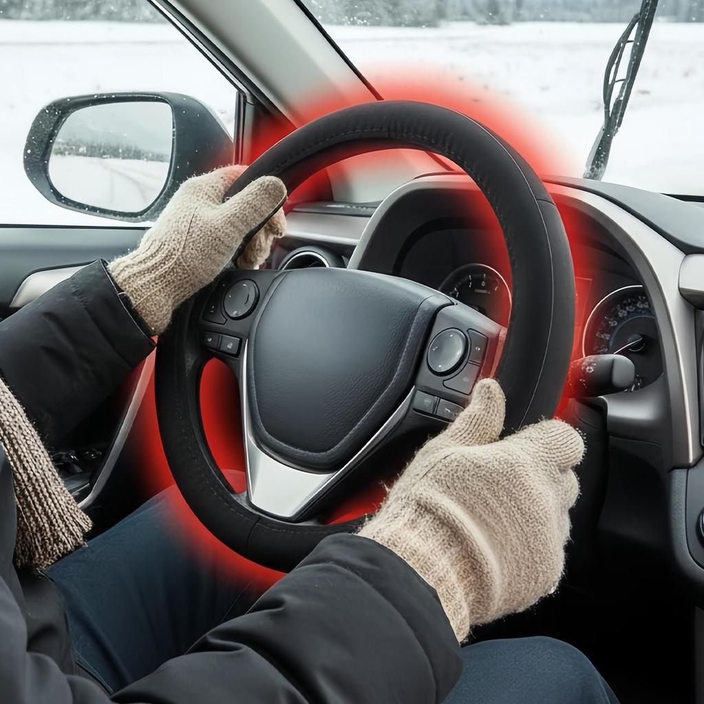 Lenkradbezug Kaltwetter Sicher Fahren Heizung Fahrzeug Lenkradschutzbezug für Roadtrip Reise Tägliches Pendeln