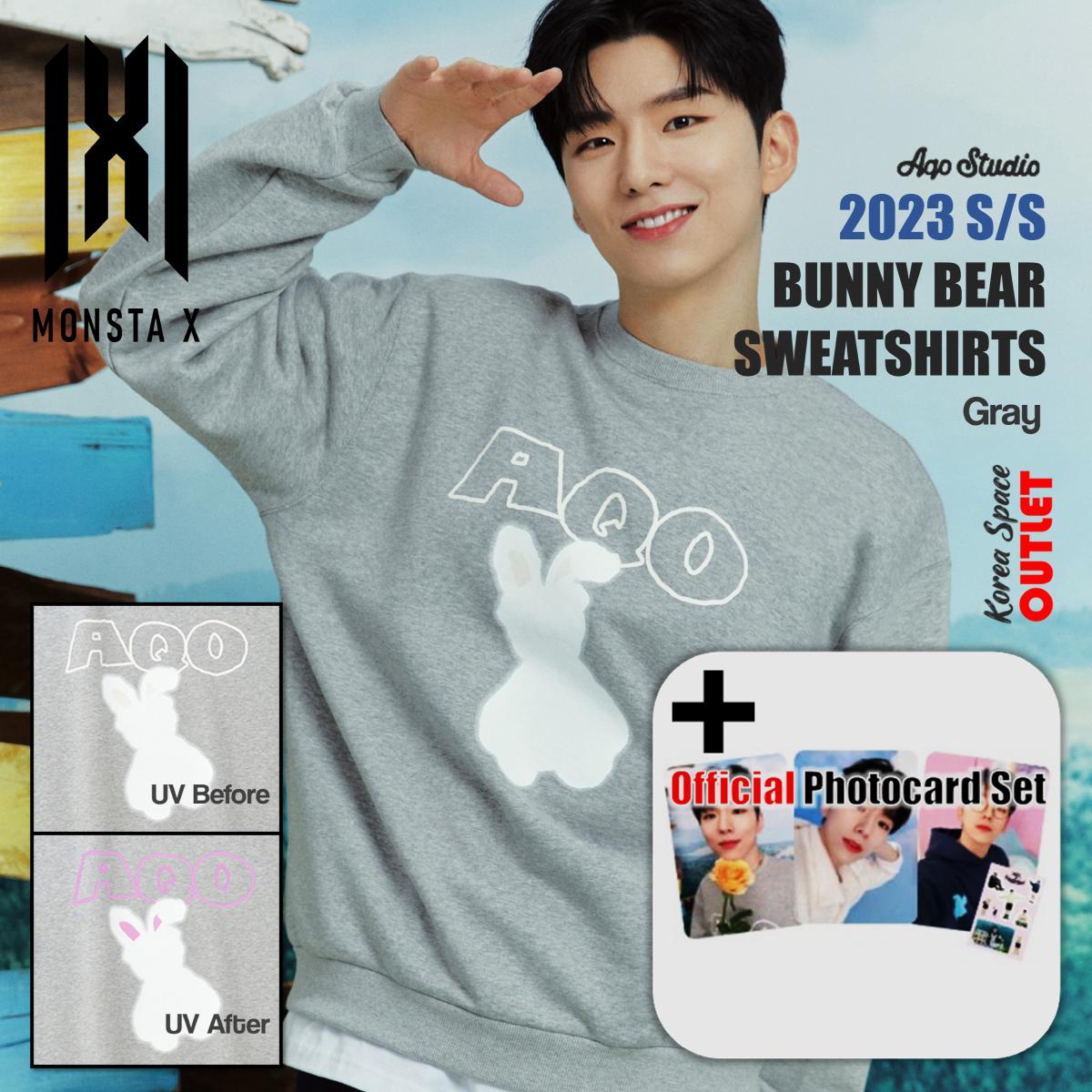 

[MONSTA X] MONSTA X, Kihyun X AQO Studiospace Collaboration, UV BUNNY BEAR SWEATSHIRTS GRAY и официальный набор фотокарт