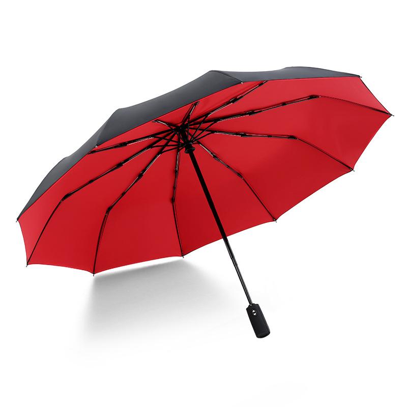 Automatic double-layer umbrella 10-bone wind-resistant three-fold men's umbrella umbrella word plus umbrella