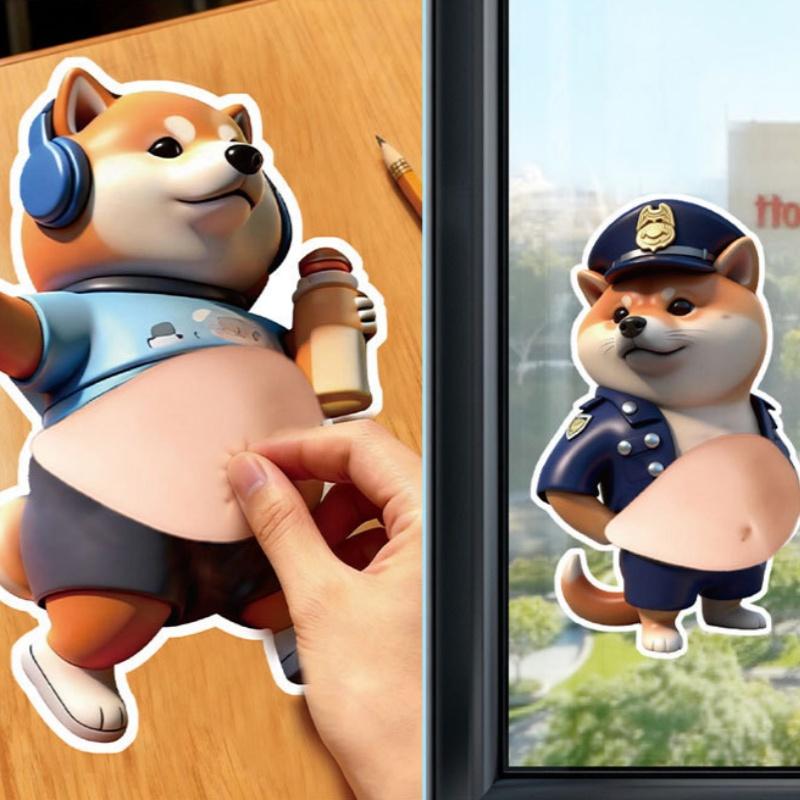 New New 2Pcs Cute Puppy Sticker 3D Soft Belly Squeezeable Sticker DIY Phone Case Home Decoration Decompression Gift For Friends