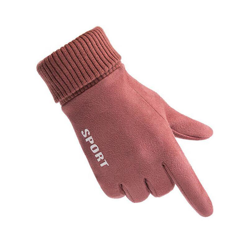 Unisex Winter Touchscreen Fleece-Lined Suede Outdoor Gloves