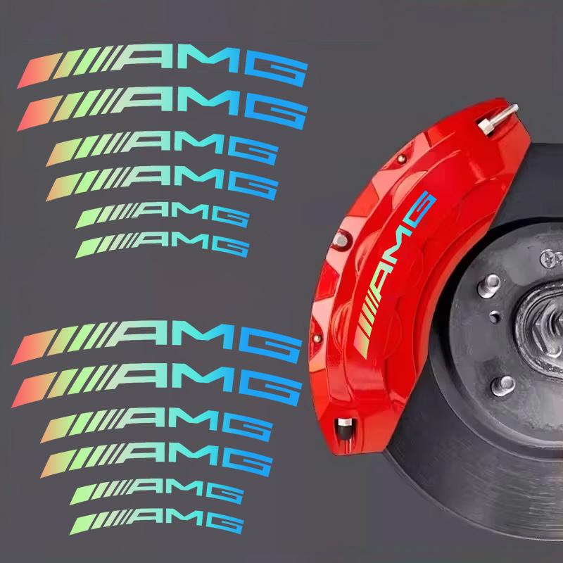 ZJH5 For Mercedes Benz AMG Waterproof Decals High-Temperature Resistant Brake Caliper Car Stickers Reflective Vinyl Wheel Rim Decals