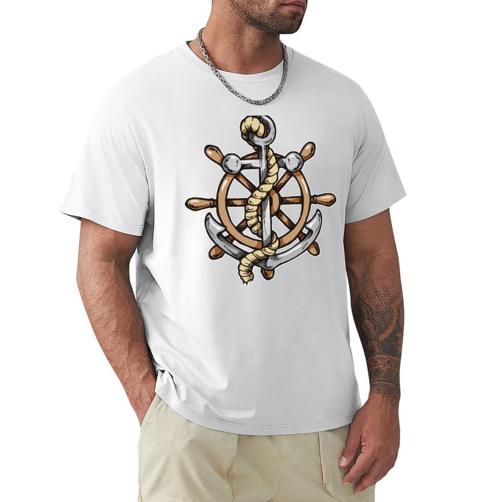 Ship Anchor and Wheel TShirt Creative Graphic Tee Shirt