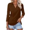 Women's Casual V-Neck Three-Quarter Sleeve Blouse with Print for Summer