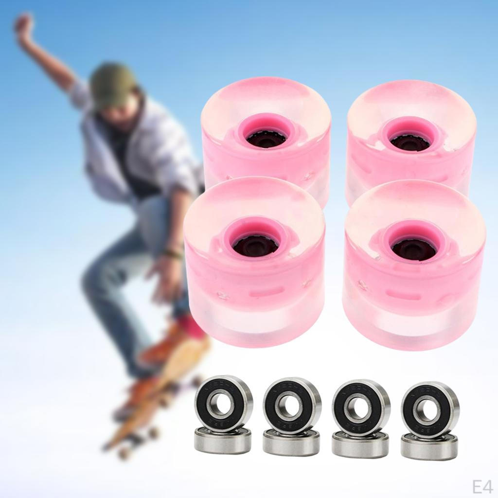 4 Pack PU Flashing Wheels 70mm 78a Replacement for Longboard Skateboard