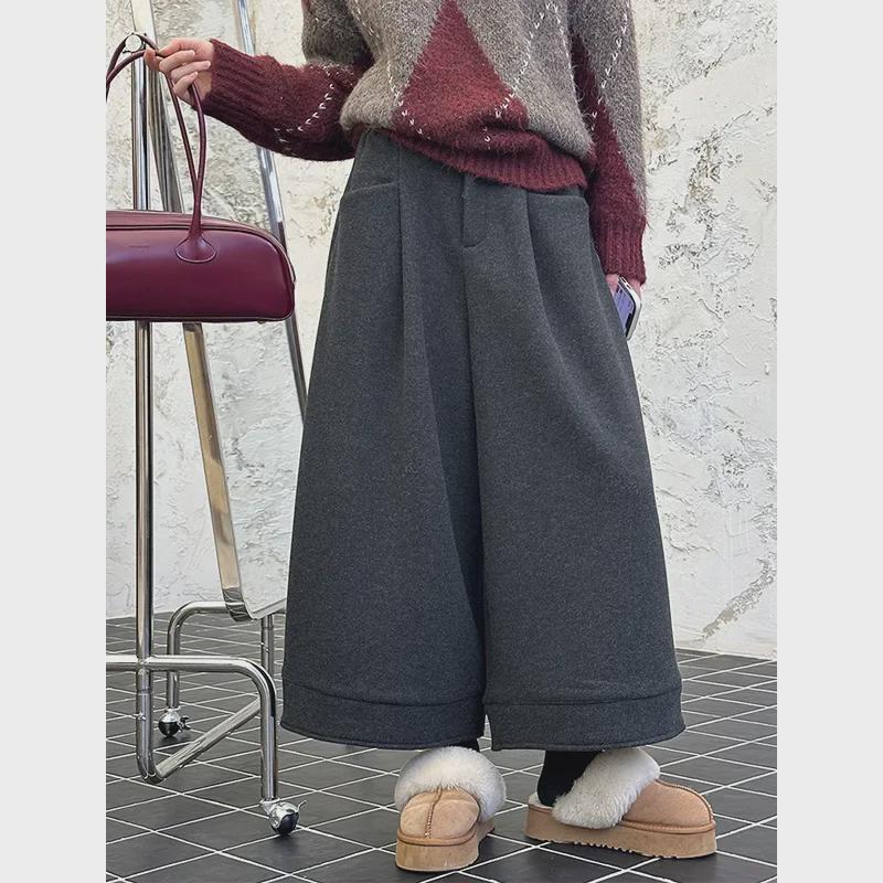 Juzhi 2024 Podzim/Zima Ležérní Volné Široké Korejské Kalhoty