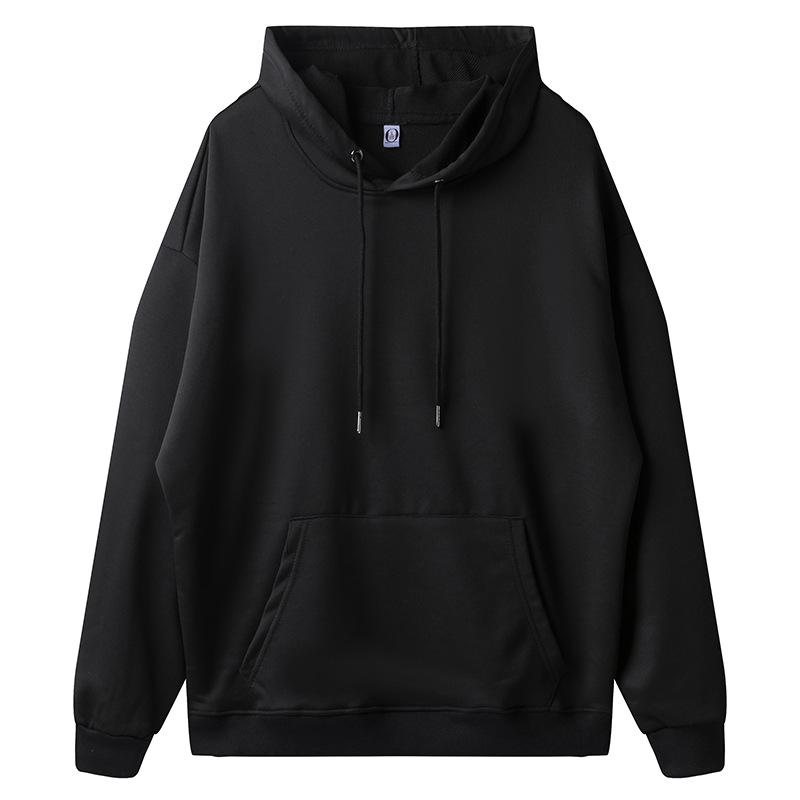 Solid Color Cotton Blends Sweatshirt Zipper Loop Knit Hooded Cardigan Jacket Loose Hoodie Team Uniform Work Advertising Hoodies Coat