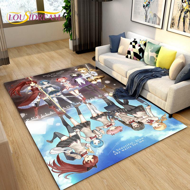 Puella Magi Madoka Magica Cartoon Area Rug,Carpet Rug for Living Room Bedroom Sofa Doormat Decoration, Kids Non-slip Floor Mat