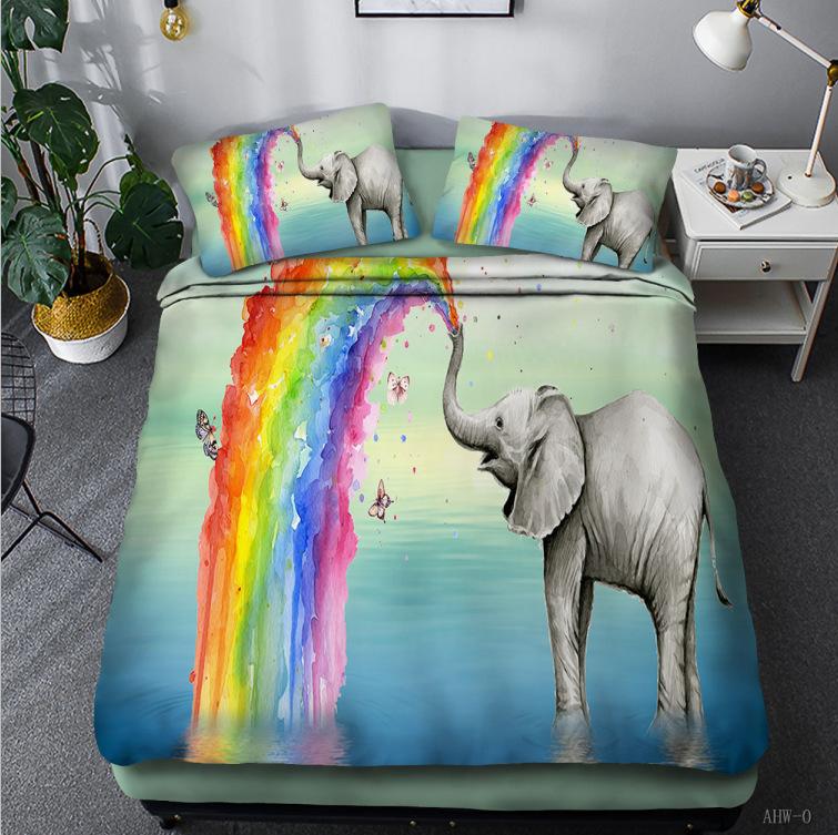 Bohemian Animal Elephant Series Quilt Cover Three-Piece 3D Digital Bedding