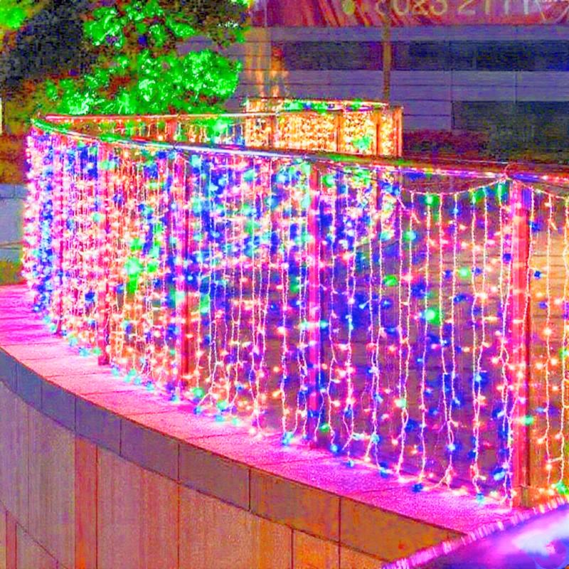 Christmas Decorations LED Icicle String Lights EU Plug Christmas Garland Droop Light Wedding Garden Street Outdoor Decoration